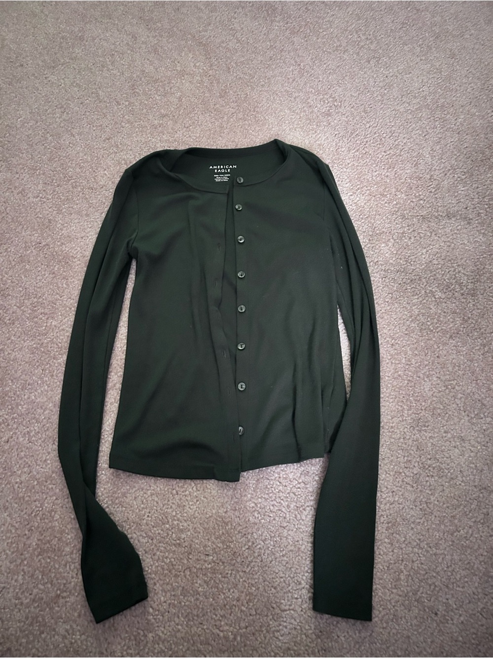 American Eagle Outfitters Women’s Black Long-Sleeve Button-Front Top